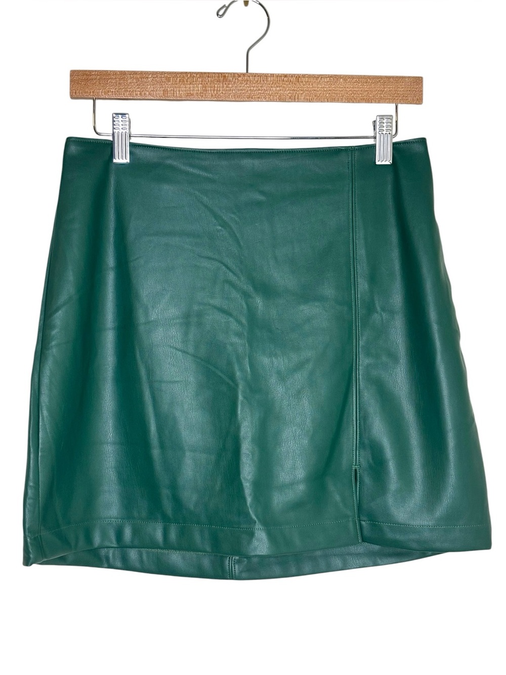 Hollister mini skirt green faux leather high rise size medium